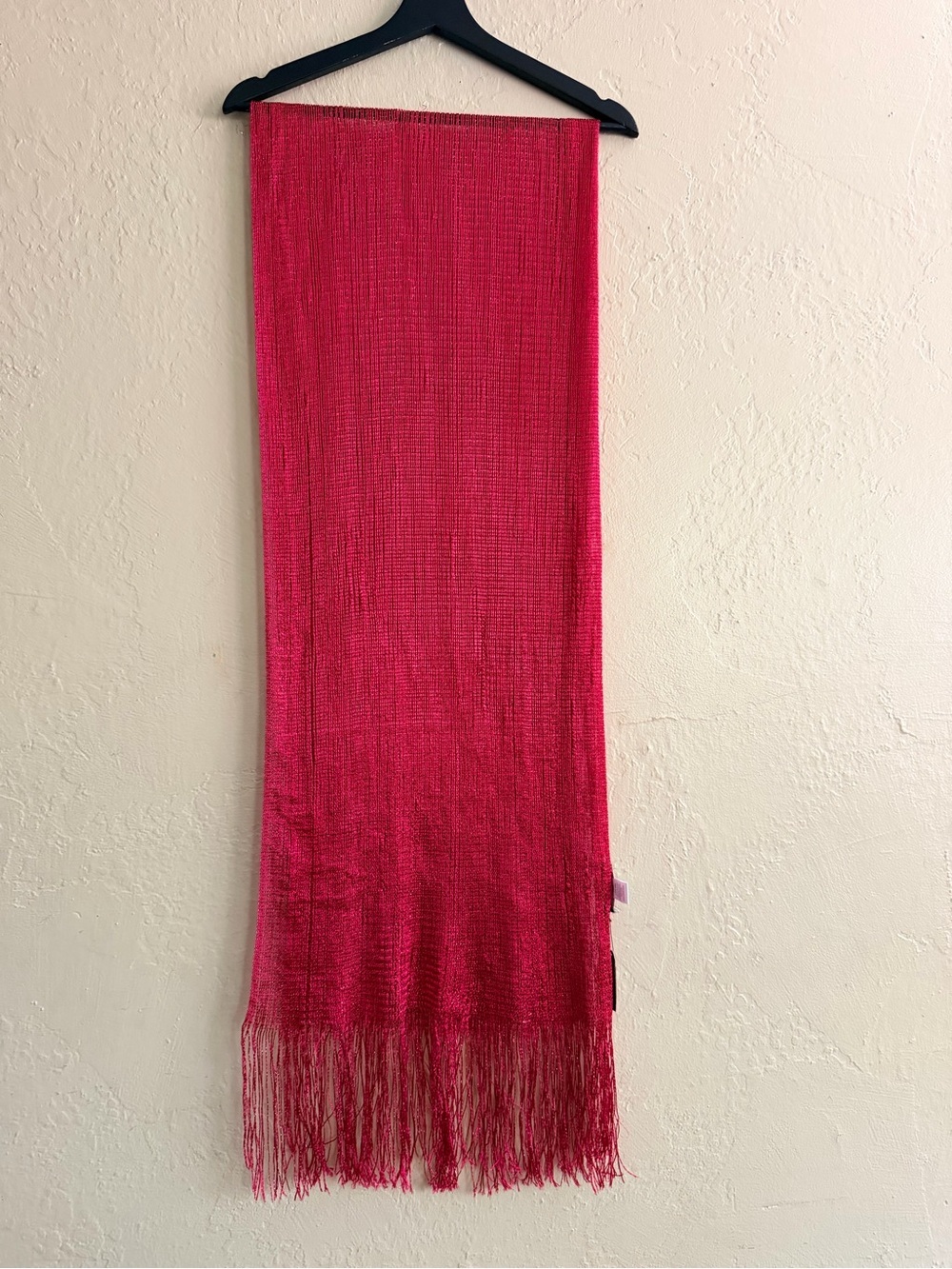Elegant Fuchsia Fringe Scarf - Lightweight Women's Wrap